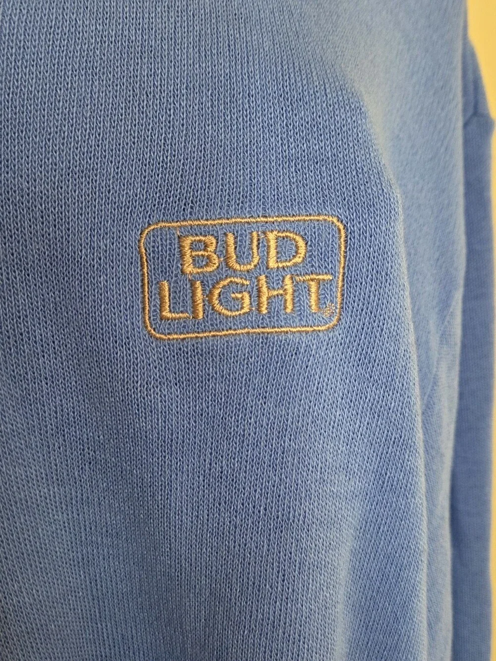 Vintage NEW McBriar Bud Light Cornflower Blue V-neck Pullover Sweater Size XXL